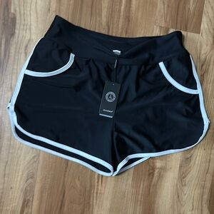 Black Women's Swim Shorts with White Trim